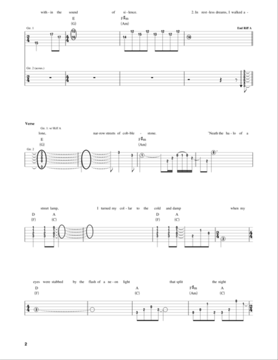 The Sound Of Silence Guitar Tablature scores gallery preview page 2