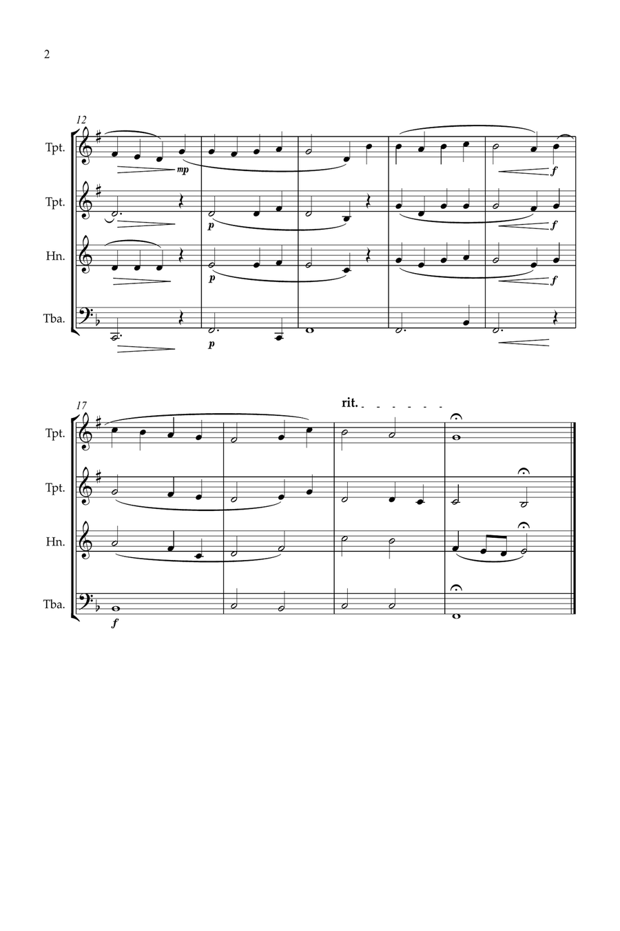 O Come, All Ye Faithful for brass quartet Brass Quartet scores gallery preview page 2