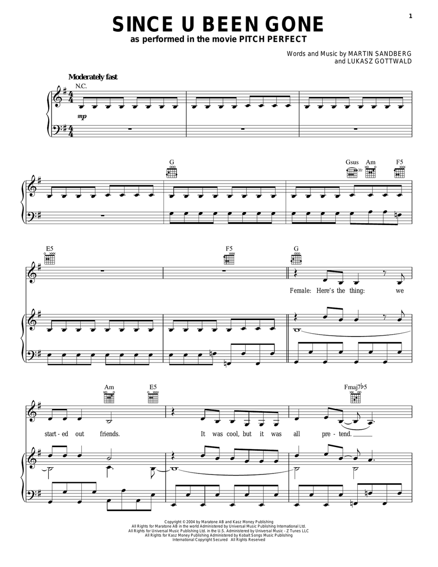 Since U Been Gone Since U Been Gone Acoustic Guitar scores gallery preview page 1