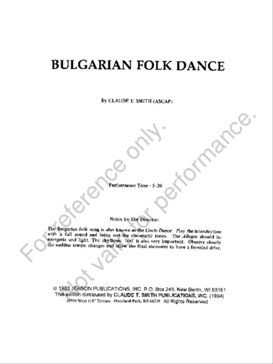 Bulgarian Folk Dance Concert Band scores gallery preview page 2