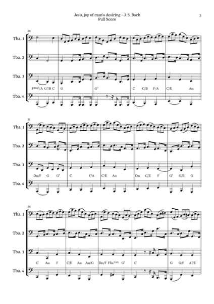 Jesu, Joy of Man’s Desiring for Tuba Quartet by Bach BWV 147 image number null