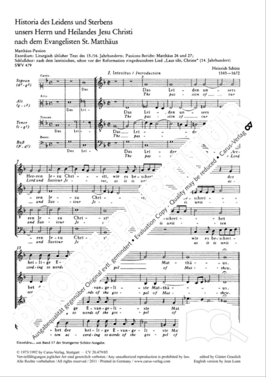 St. Matthew Passion (Matthaus-Passion) 4-Part scores gallery preview page 2