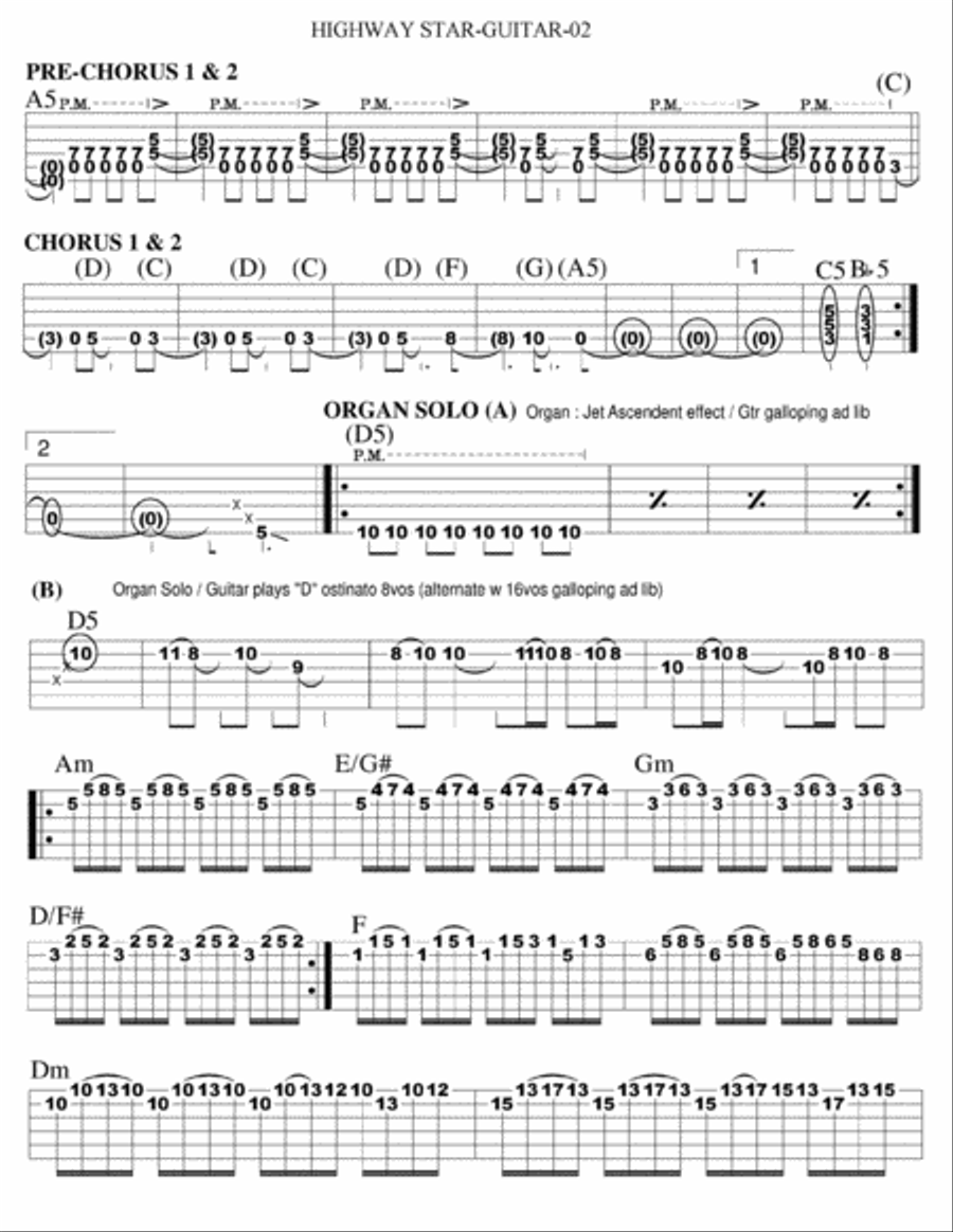 Highway Star Guitar Tablature scores gallery preview page 2
