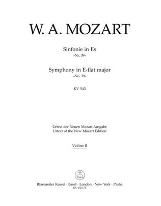 Book cover for Symphony, No. 39 E flat major, KV 543