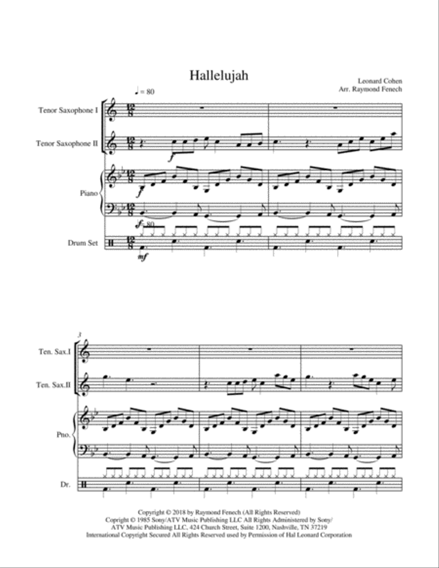 Hallelujah Woodwind Duet scores gallery preview page 4