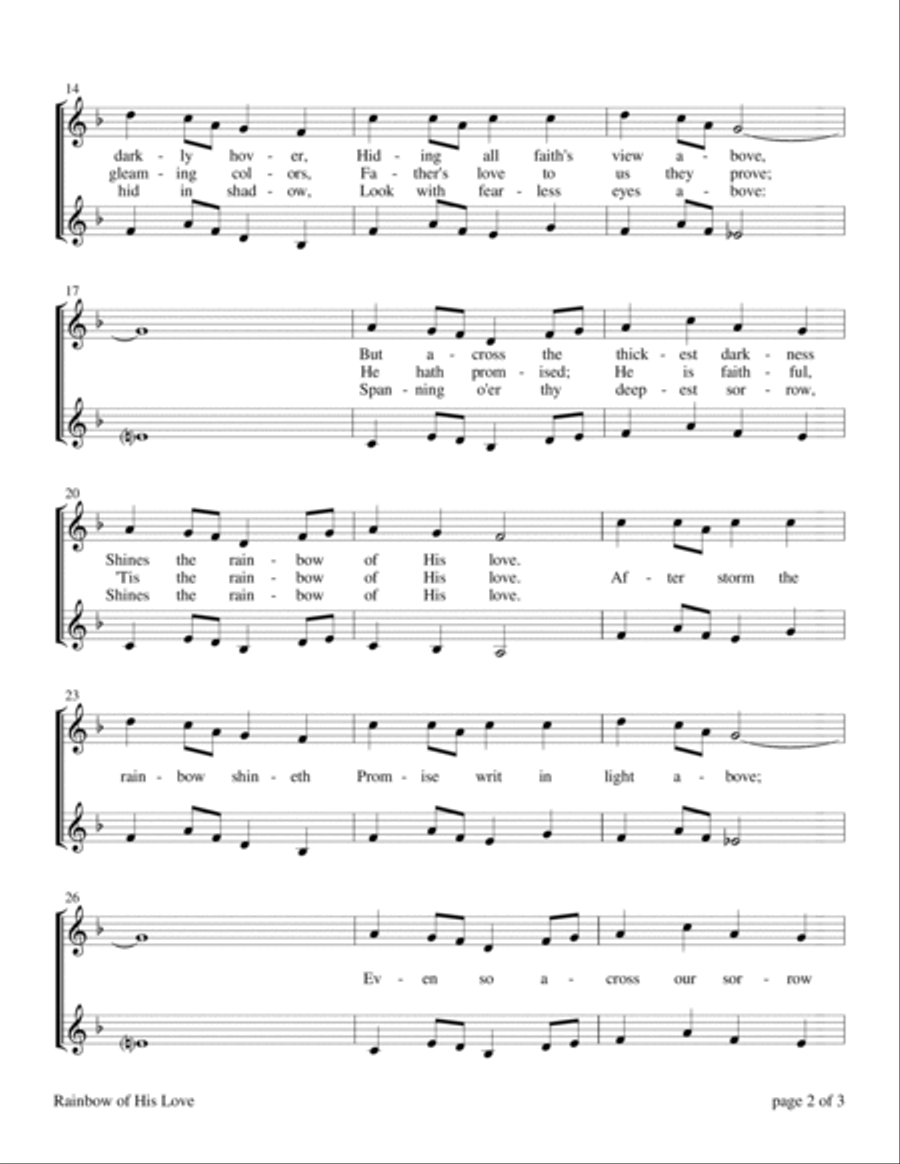 Rainbow of His Love (for SA or 2-part choir with Piano Accompaniment) SA scores gallery preview page 3