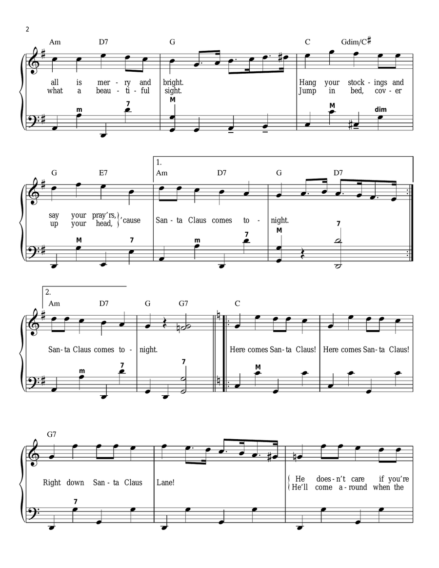 Here Comes Santa Claus (Right Down Santa Claus Lane) Accordion scores gallery preview page 2