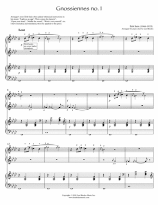 Book cover for Erik Satie - Gnossiennes no.1 for piano duet