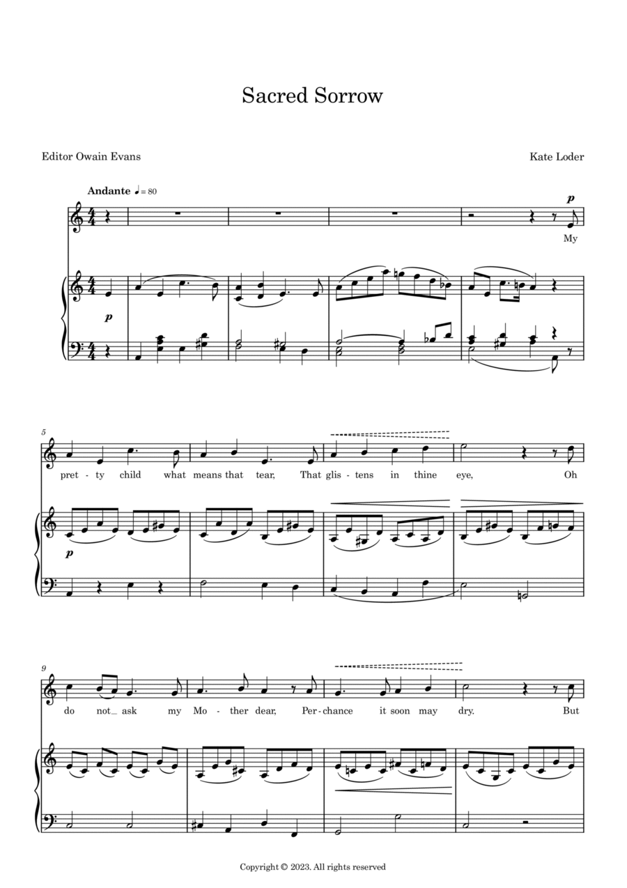 Sacred Sorrow Voice scores gallery preview page 1