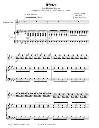 Vivaldi: Winter from the Four Seasons for Baritone Sax & Piano