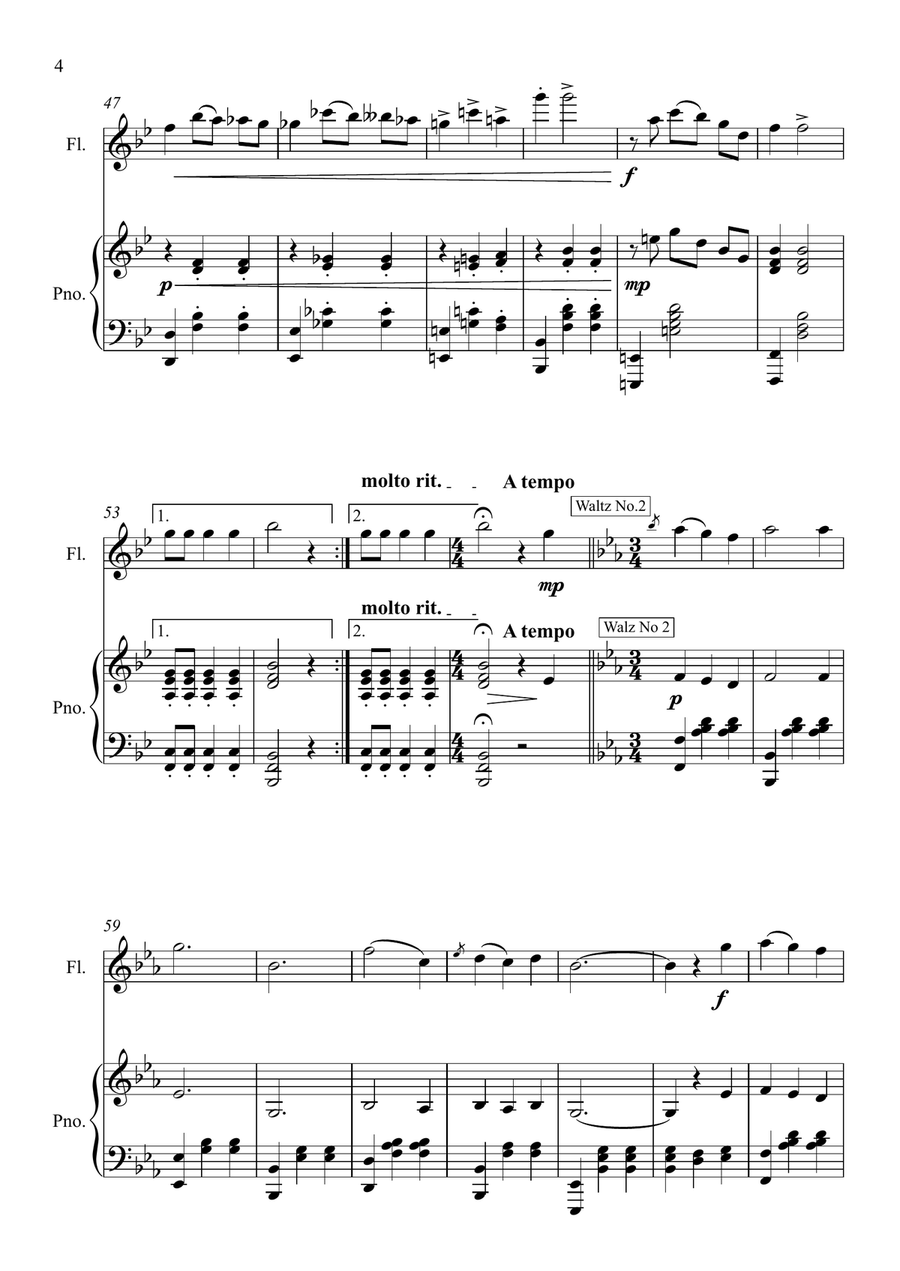 Two Gold and Silver Waltzes Flute scores gallery preview page 4