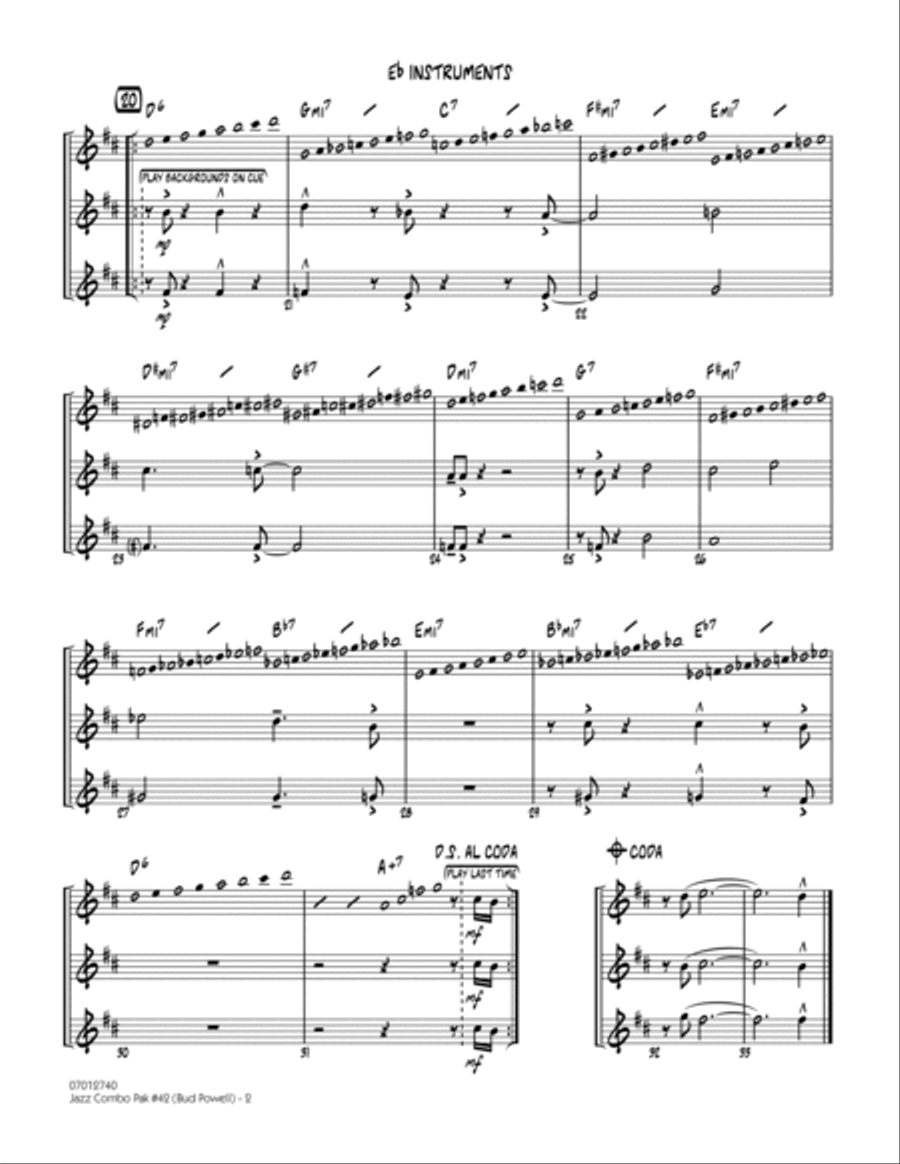 Jazz Combo Pak #42 (Bud Powell) - Eb Instruments Jazz Ensemble scores gallery preview page 2