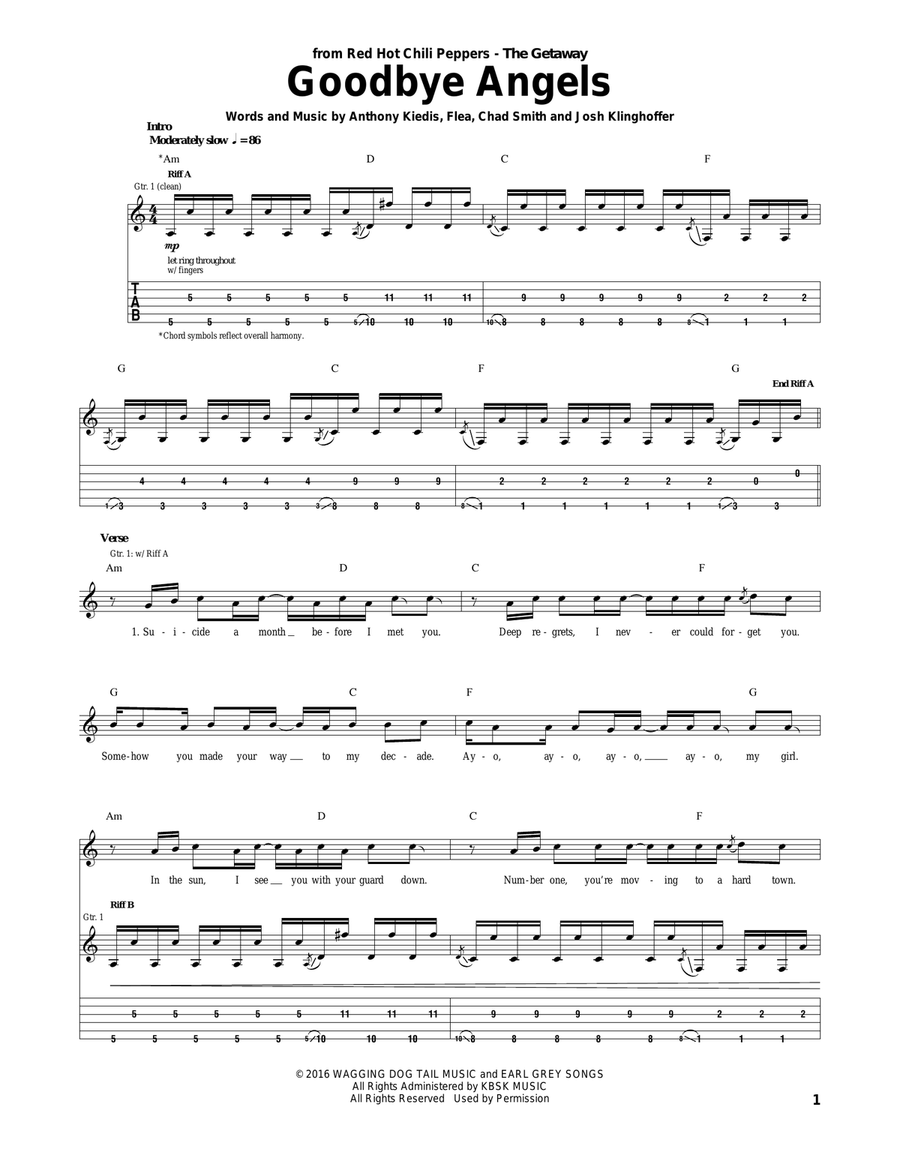 Goodbye Angels Acoustic Guitar scores gallery preview page 1