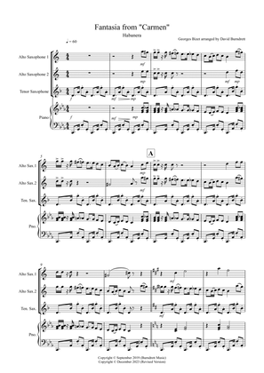 Habanera (Fantasia from Carmen) for Saxophone Trio