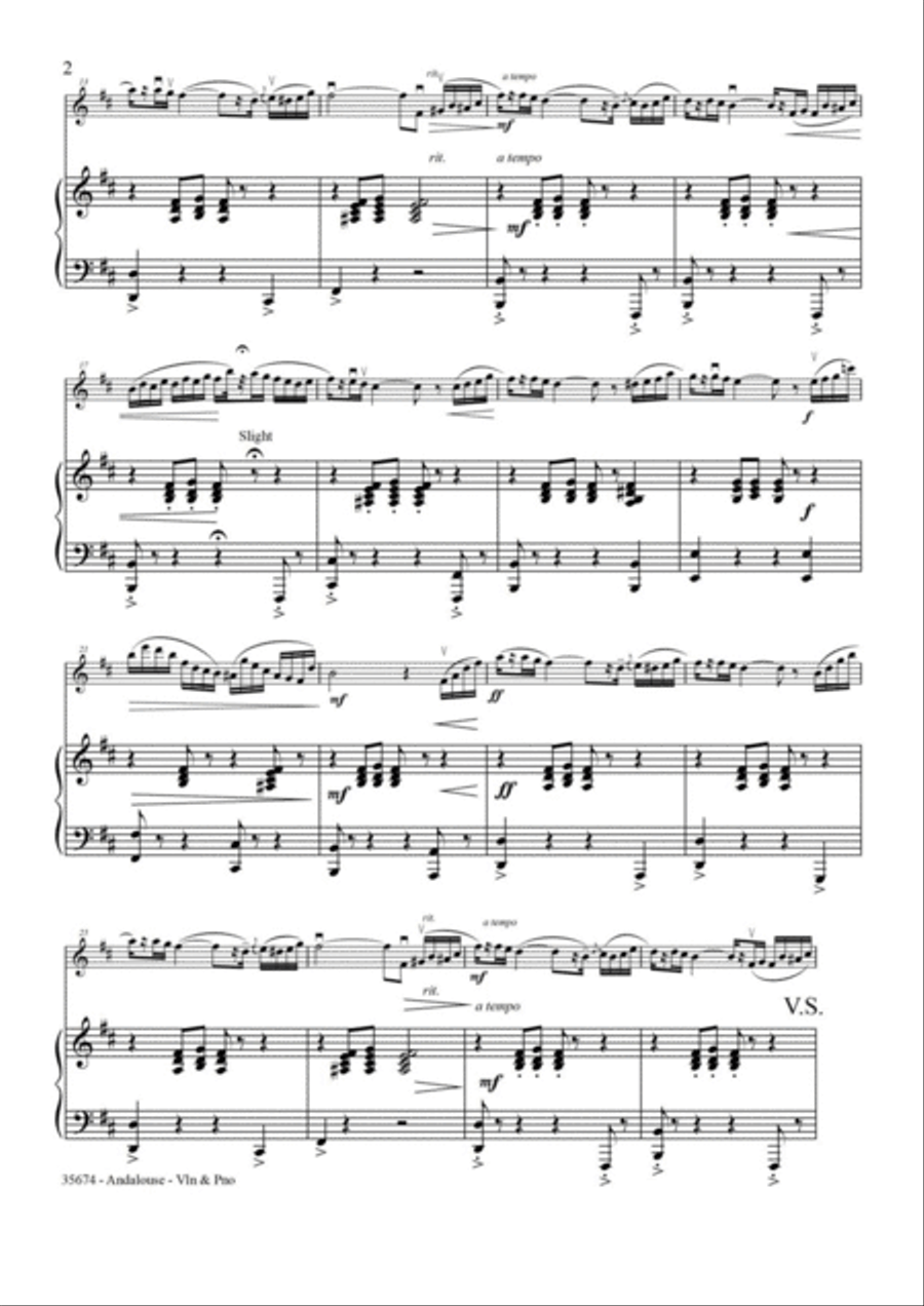 ANDALOUSE – VIOLIN & PIANO Violin Solo scores gallery preview page 3