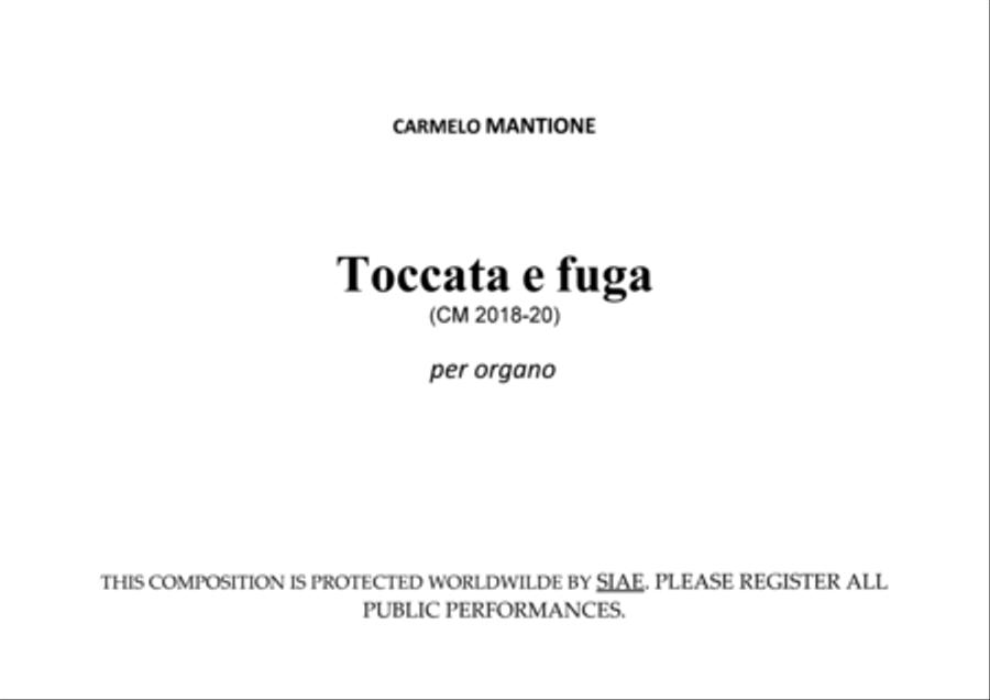 Toccata e fuga per organo(CM 2018-20) Organ Solo scores gallery preview page 1