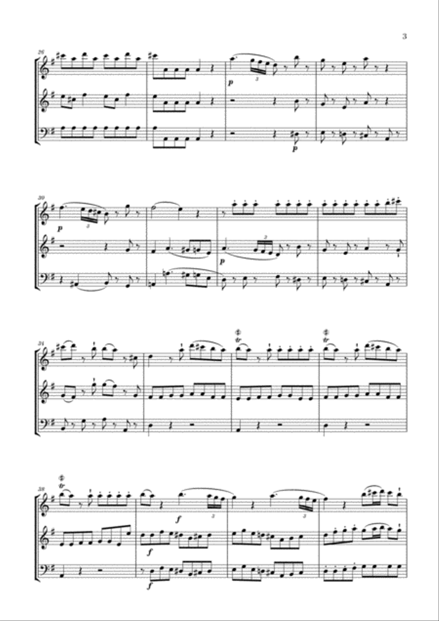 Eine Kleine Nachtmusik for Flute, Oboe and Cello Woodwind Ensemble scores gallery preview page 3