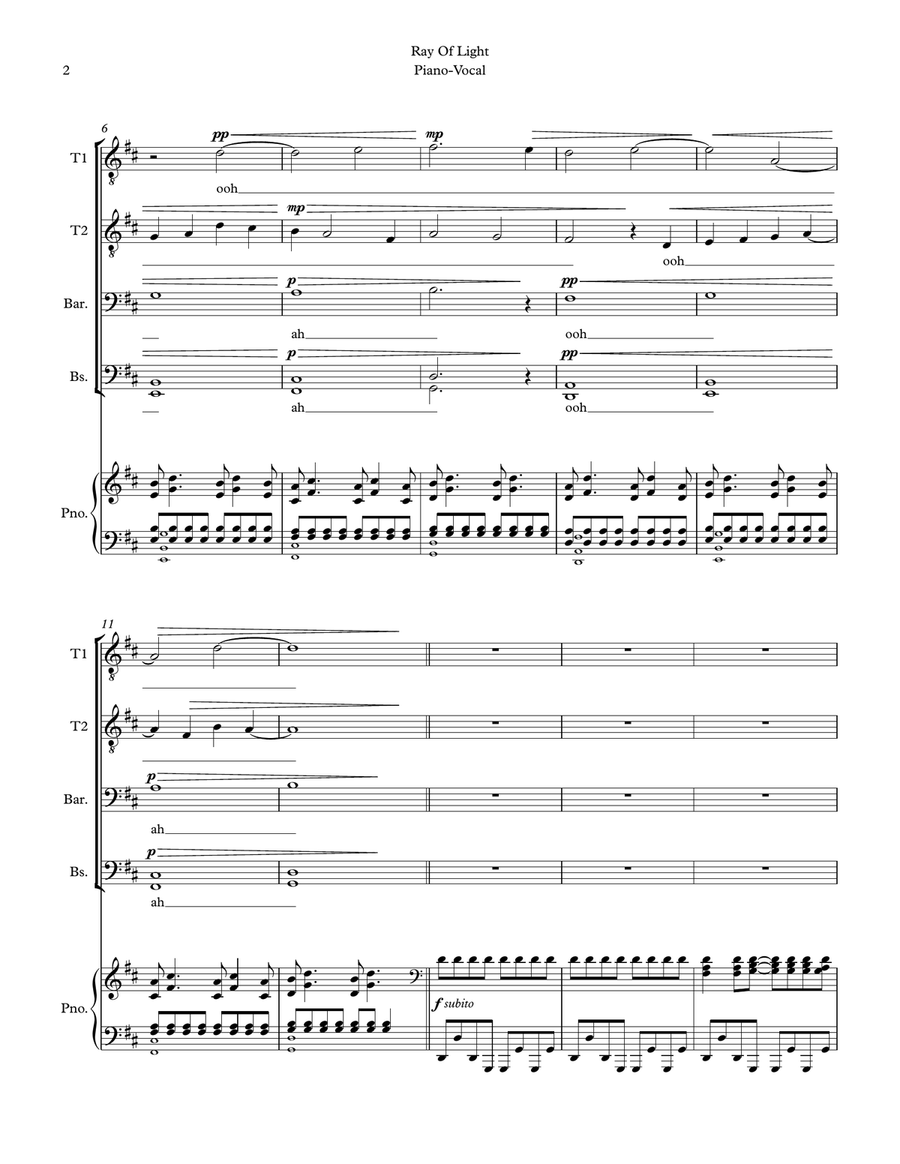Ray Of Light TTBB scores gallery preview page 2