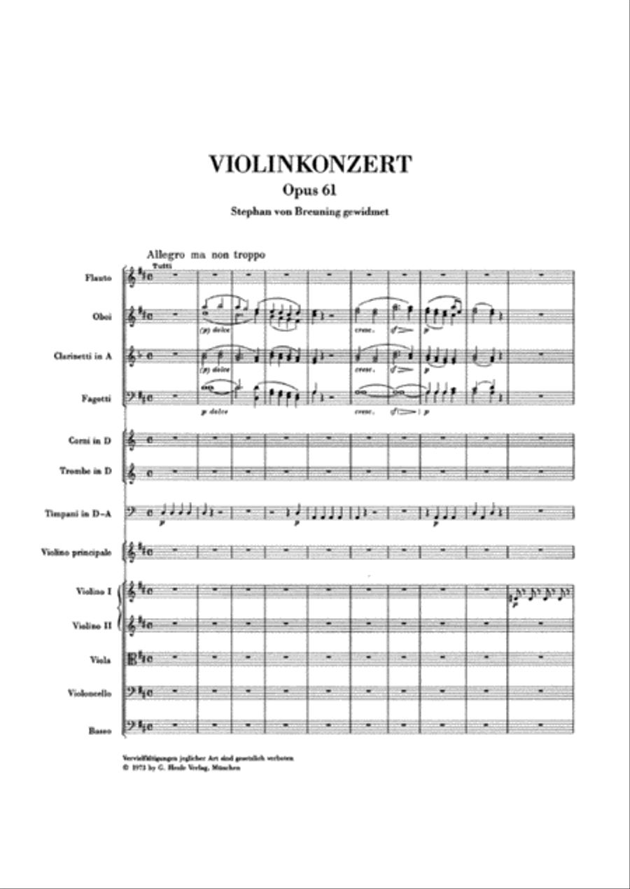 Concerto D major for Violin and Orchestra op. 61 Violin Solo scores gallery preview page 2