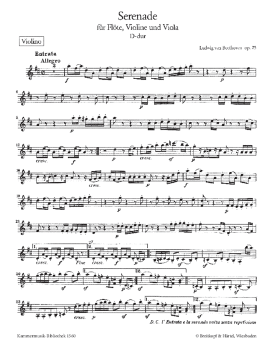 Serenade in D major Op. 25 Score scores gallery preview page 2