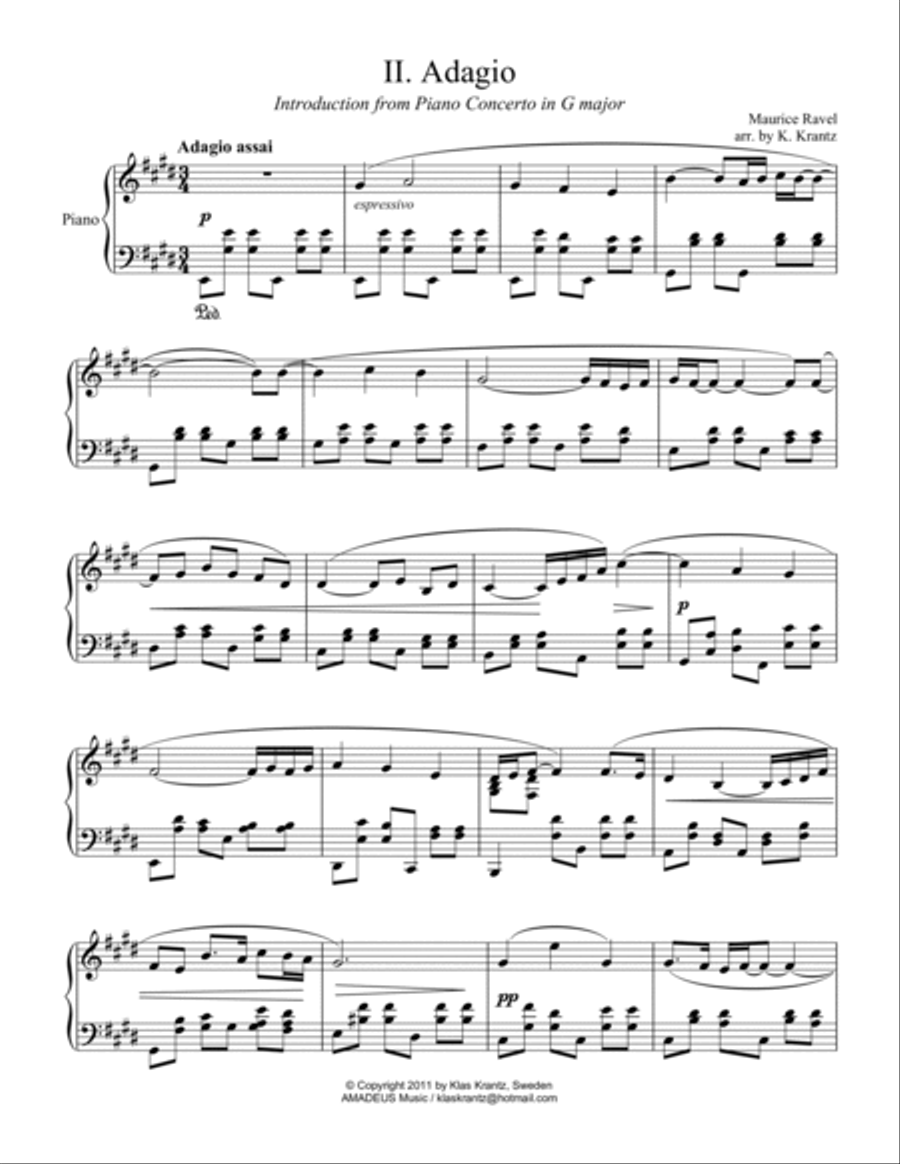 Adagio assai for piano solo (abridged) Piano Solo scores gallery preview page 2