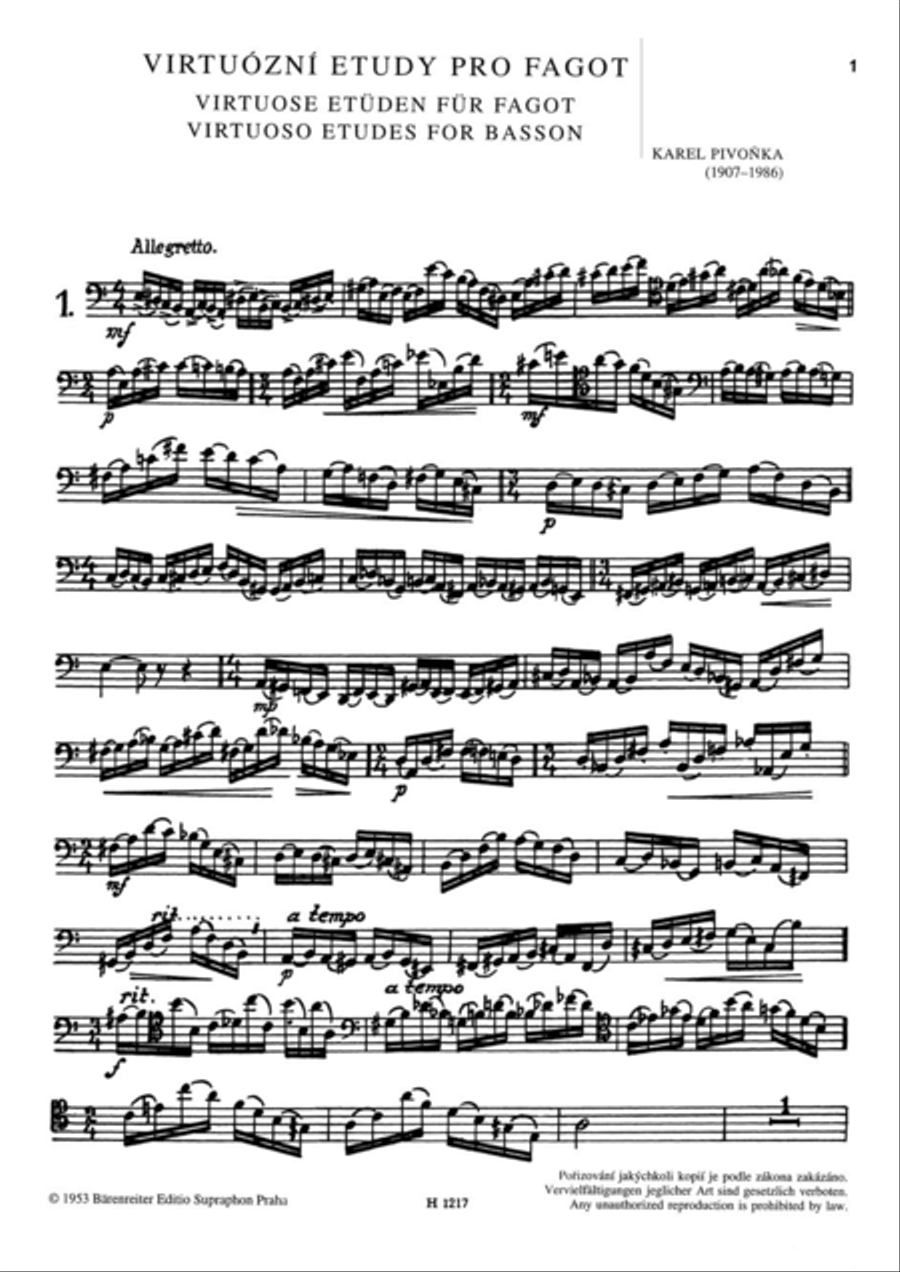 Virtuose Etüden für Fagott Bassoon Solo scores gallery preview page 2