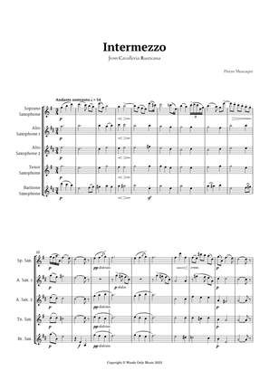 Book cover for Intermezzo from Cavalleria Rusticana by Mascagni for Saxophone Quintet