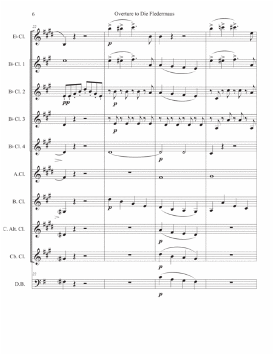 Overture to Die Fledermaus Woodwind Ensemble scores gallery preview page 6