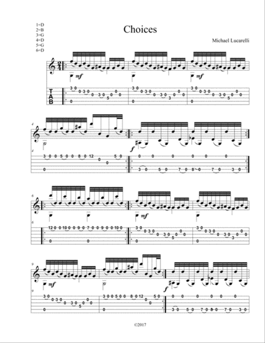 Choices Choices Guitar Solo scores gallery preview page 1