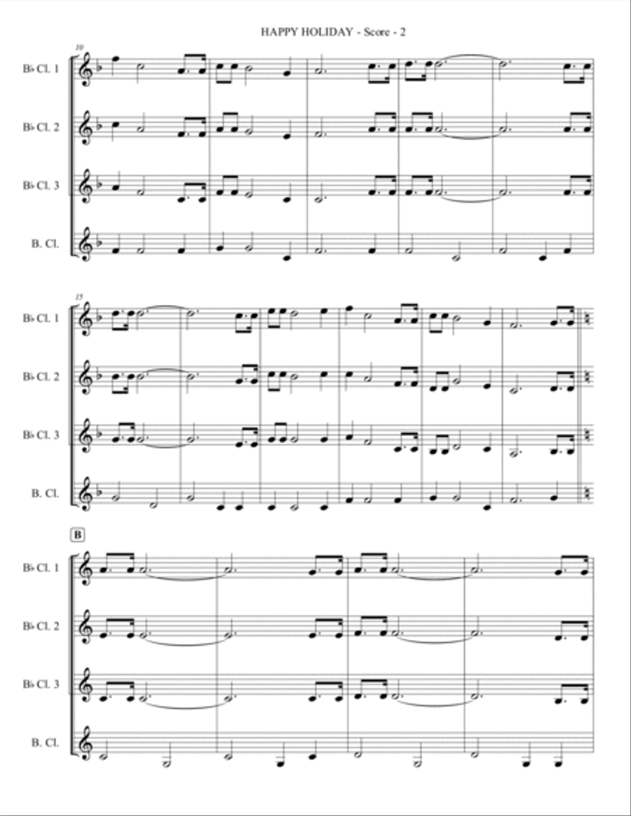 Happy Holiday Clarinet Quartet scores gallery preview page 3