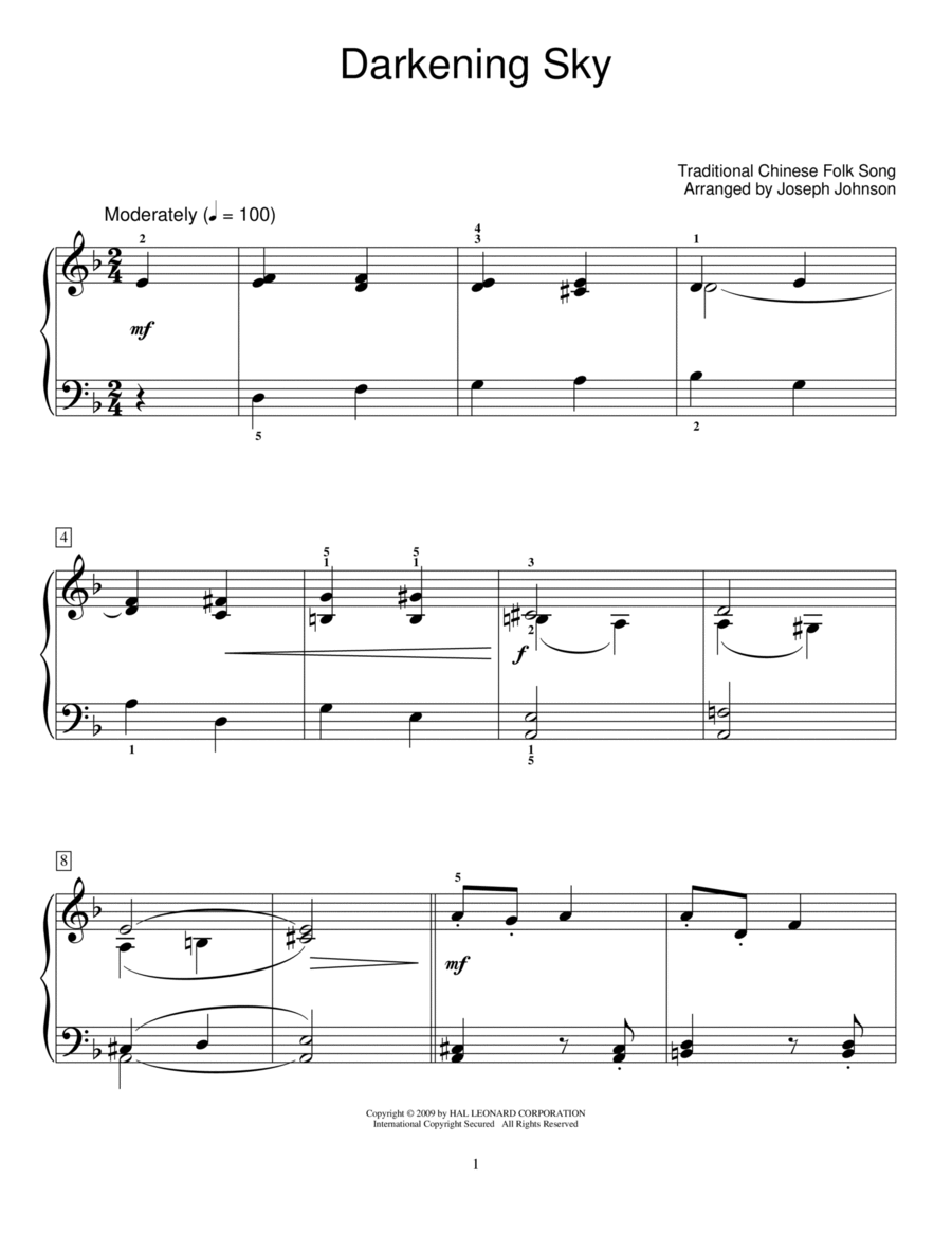 Darkening Sky (arr. Joseph Johnson) Piano Method scores gallery preview page 1