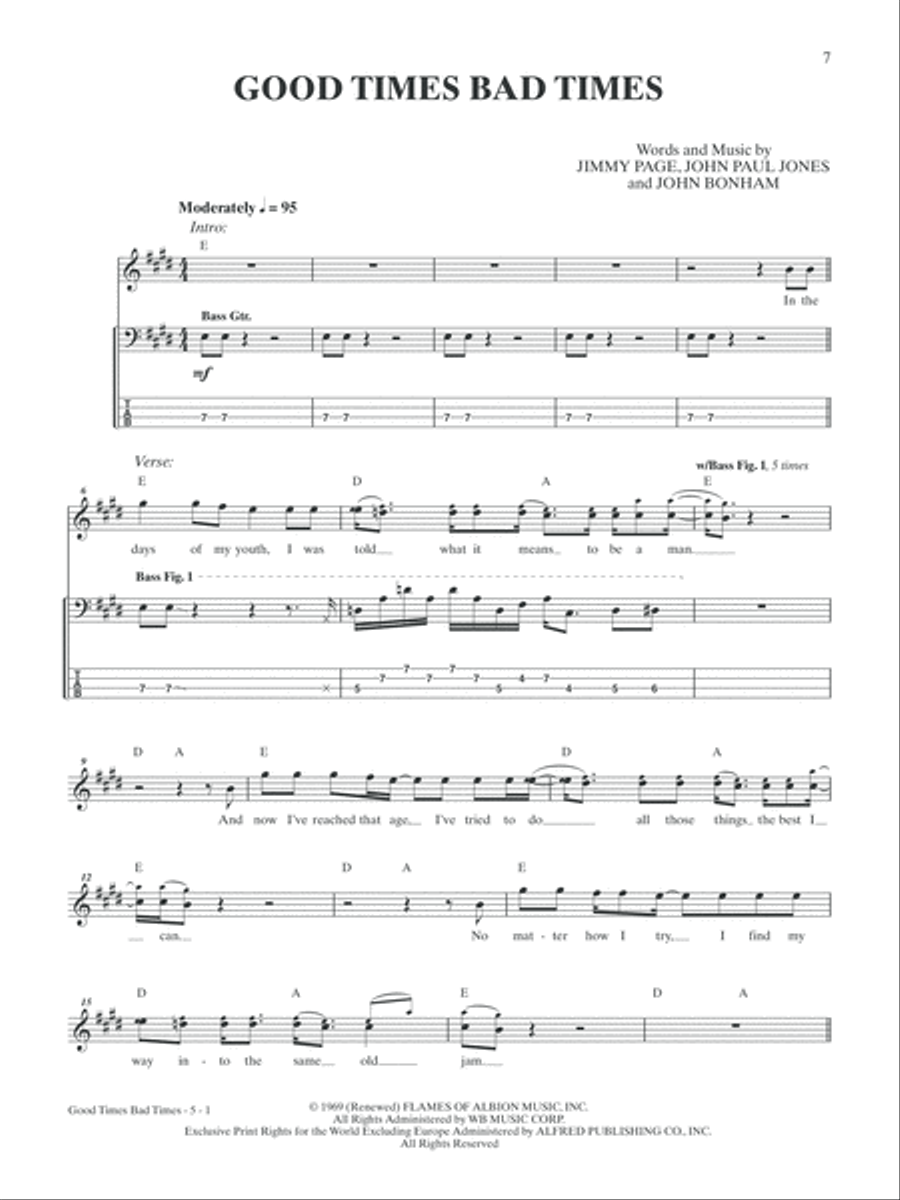 Led Zeppelin -- I Platinum Bass Guitar Bass Guitar Tablature scores gallery preview page 4