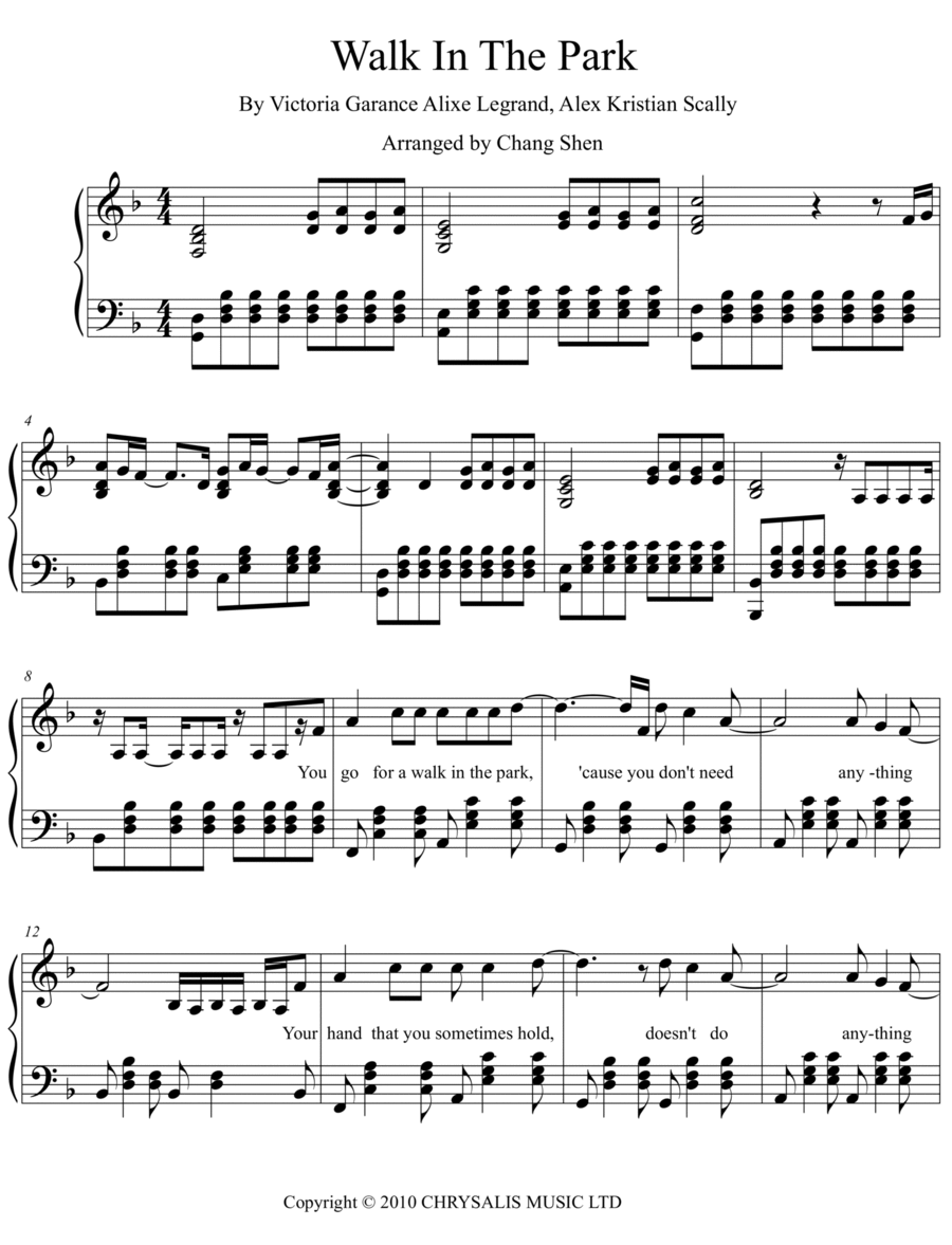 Walk In The Park Voice scores gallery preview page 1