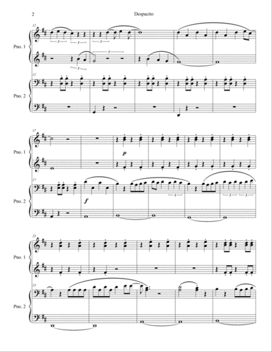 Despacito Piano scores gallery preview page 2
