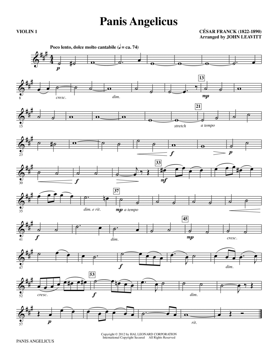 Panis Angelicus - Violin 1 Choir scores gallery preview page 1