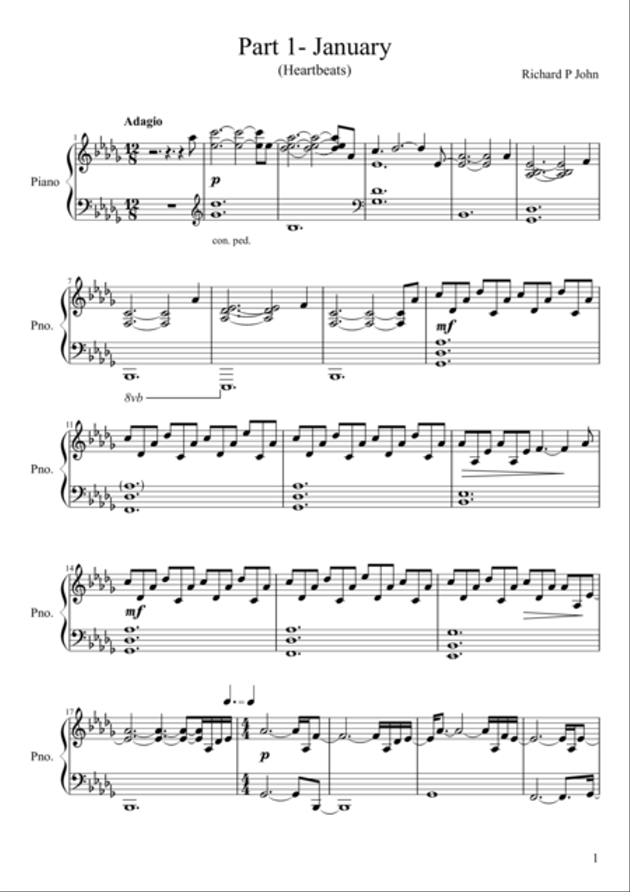 January - Disappear Here (from Seasons in Flight) Piano Solo scores gallery preview page 1