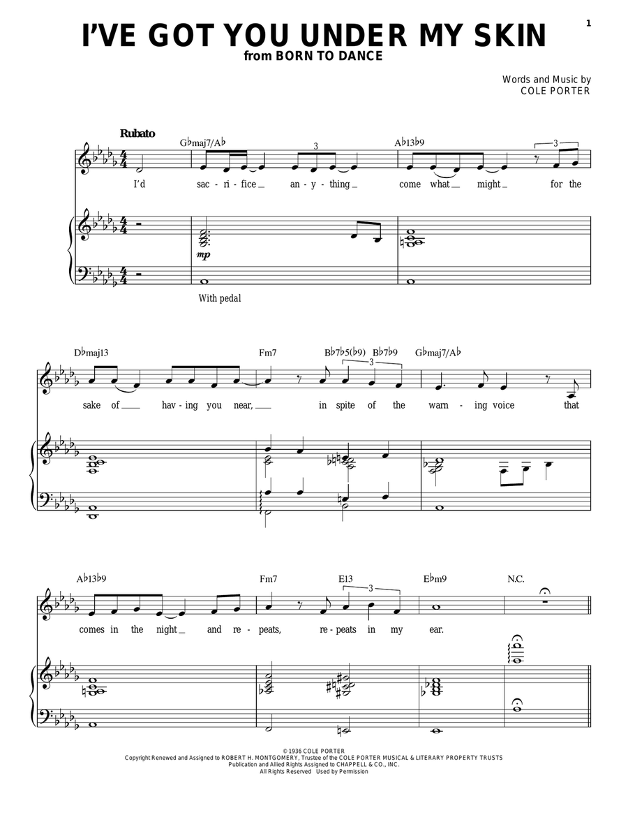I've Got You Under My Skin Piano, Vocal, Guitar scores gallery preview page 1