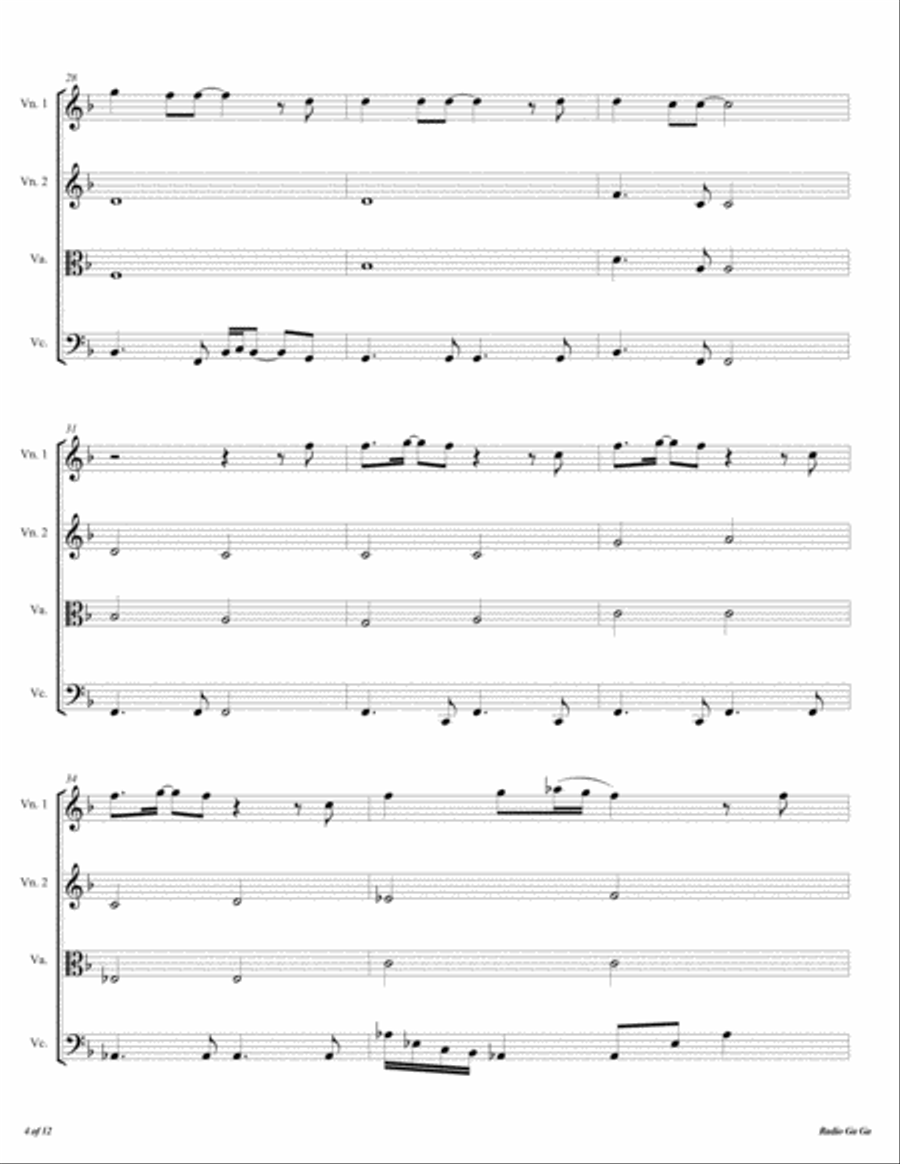 Radio Ga Ga String Quartet scores gallery preview page 5