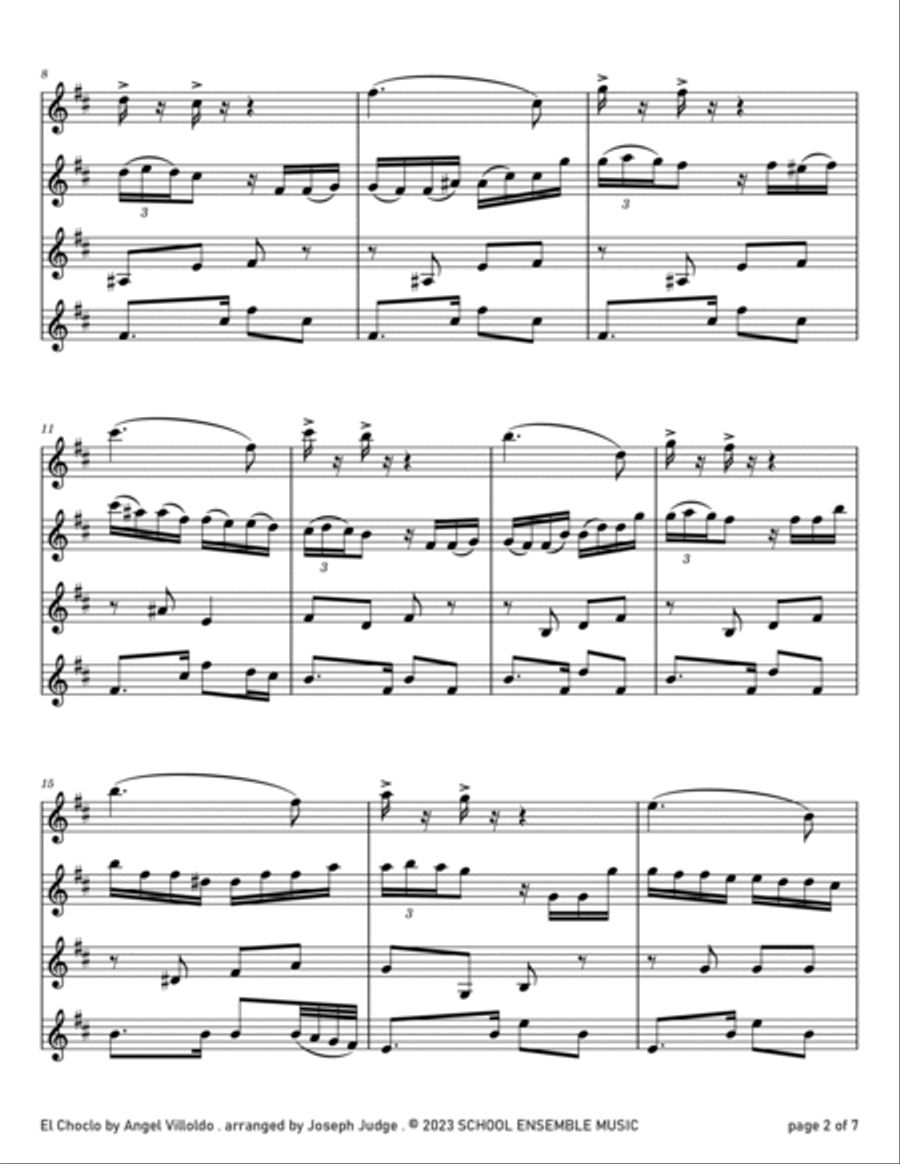 El Choclo by Villoldo for Clarinet Quartet in Schools Clarinet Quartet scores gallery preview page 2