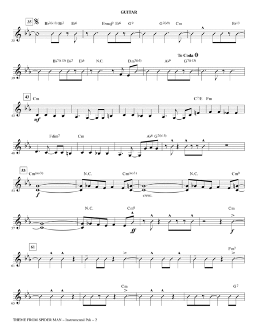 Theme from Spider Man - Guitar Choir scores gallery preview page 2