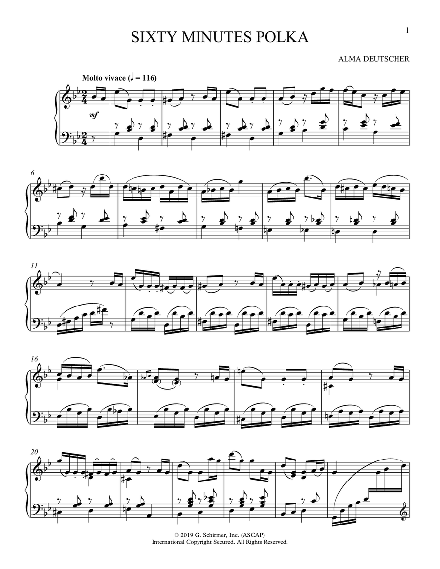 Sixty Minutes Polka Piano Solo scores gallery preview page 1