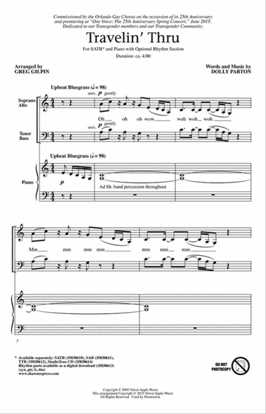 Travelin' Thru 4-Part scores gallery preview page 2