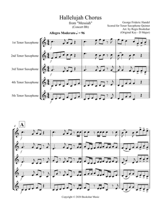 Hallelujah (from "Messiah") (Bb) (Tenor Saxophone Quintet)