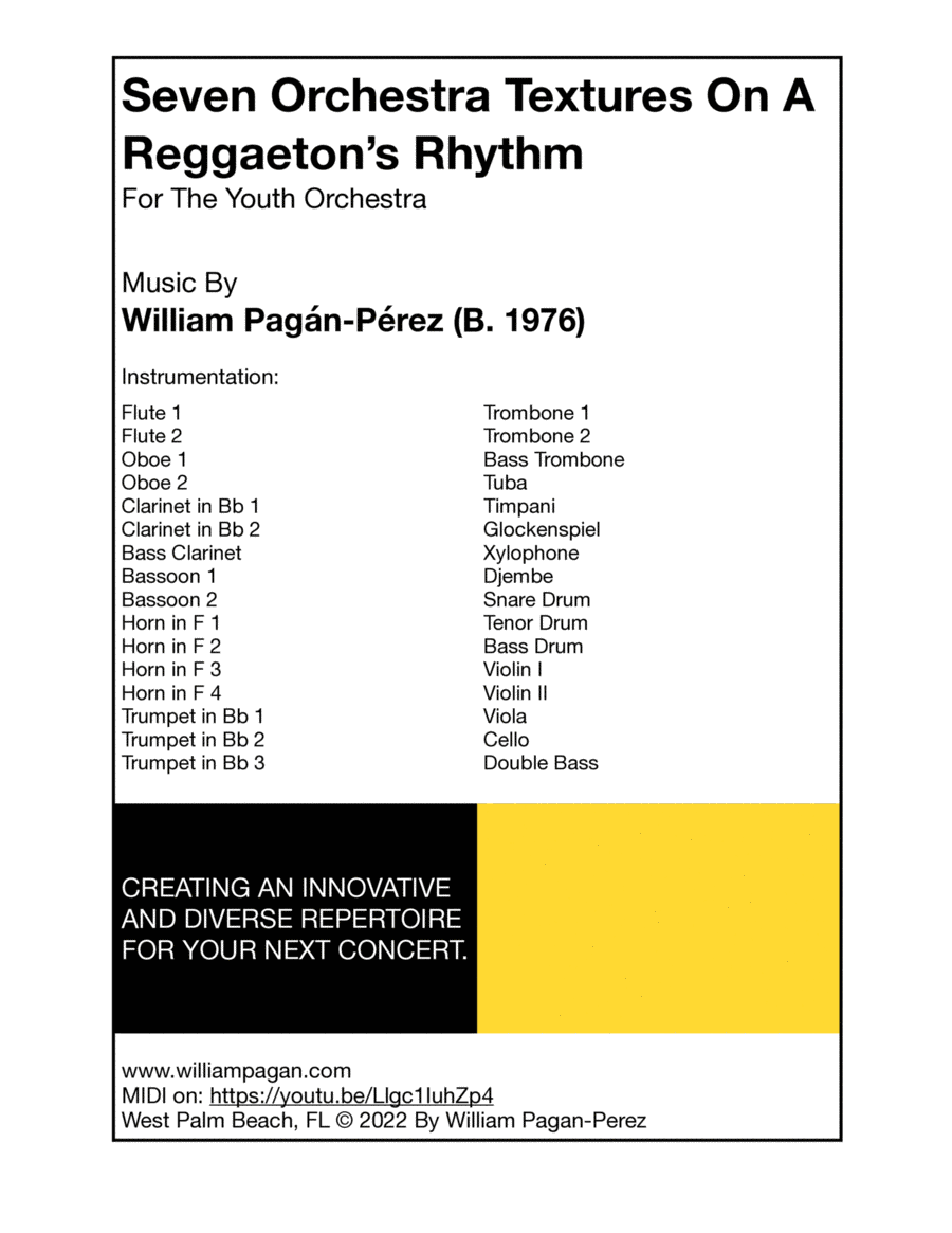 Seven Orchestra Texture On A Reggaeton's Rhythm Full Orchestra scores gallery preview page 1
