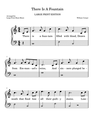 There Is A Fountain LARGE PRINT Easy Piano Hymn