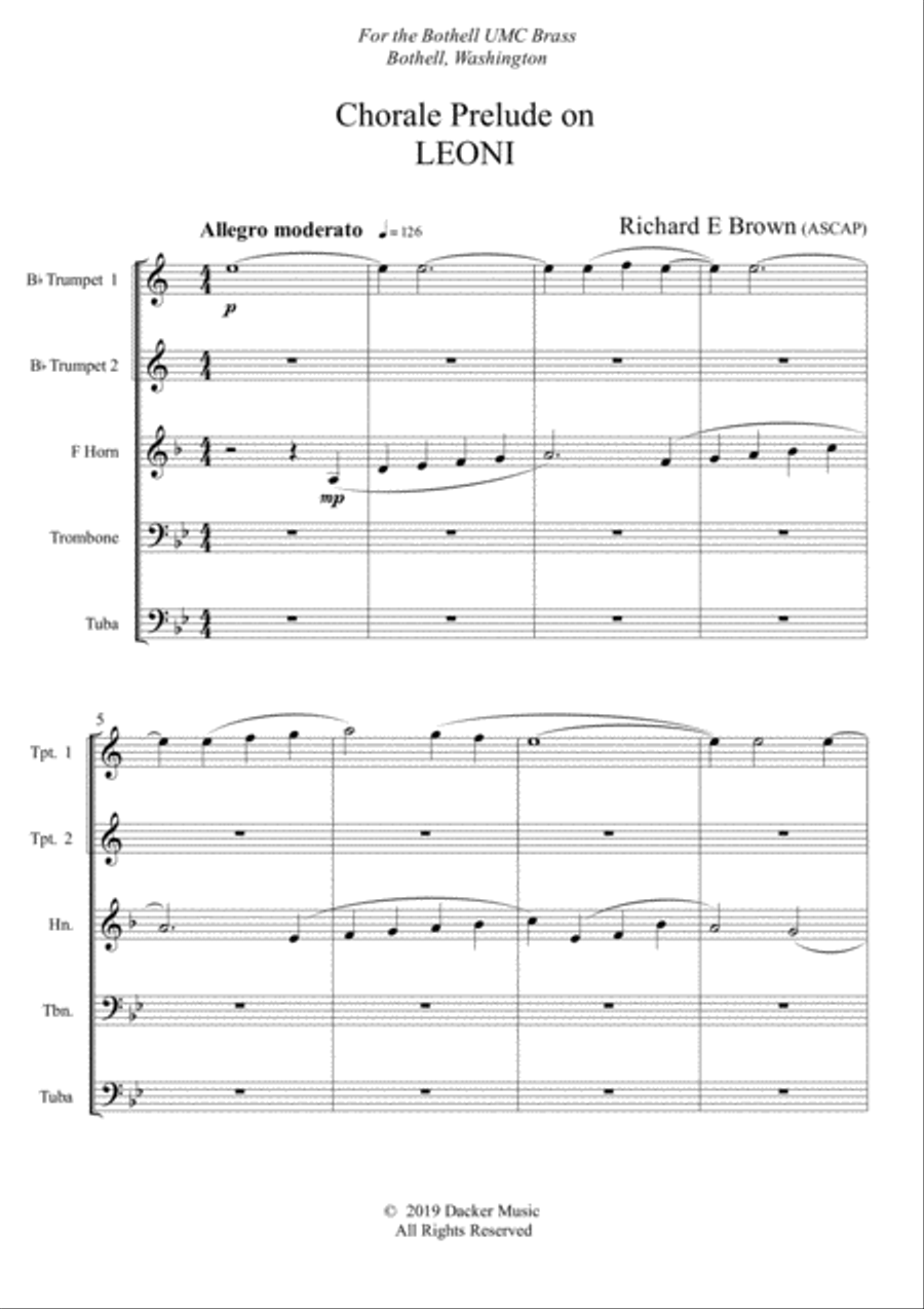 Chorale Prelude on Leoni - Brass Quintet Brass Quintet scores gallery preview page 2