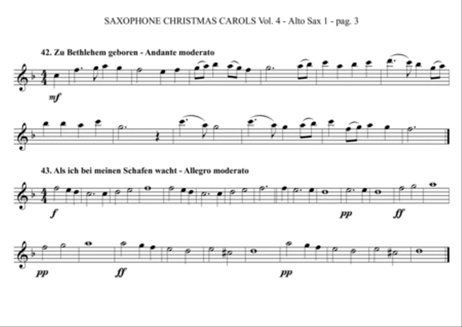 SAXOPHONE CHRISTMAS CAROLS vol. 4 - 12 world famous German Carols for Sax Quartet (SATB or AATB) Saxophone Quartet scores gallery preview page 3