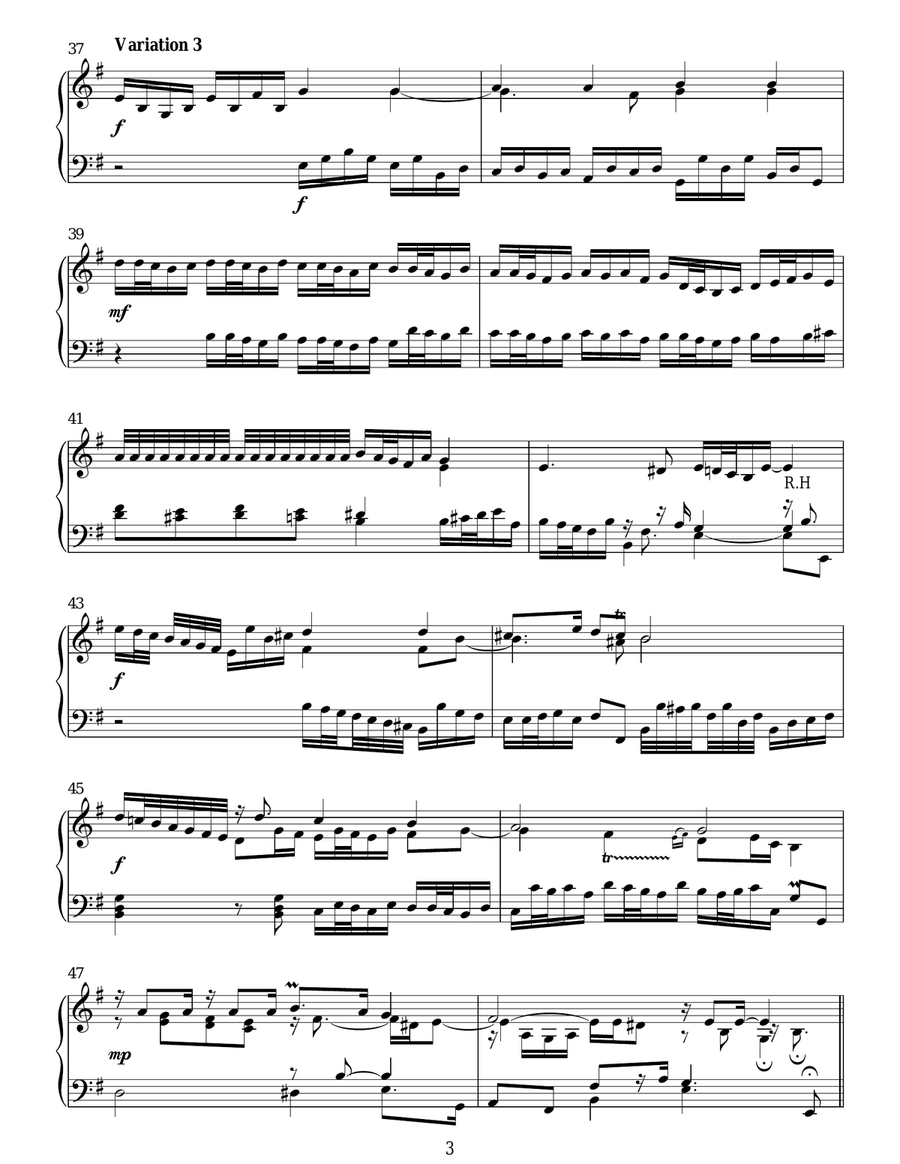 Variations On 'Ach, Was Soll Ich Sunder Machen' Piano Solo scores gallery preview page 3