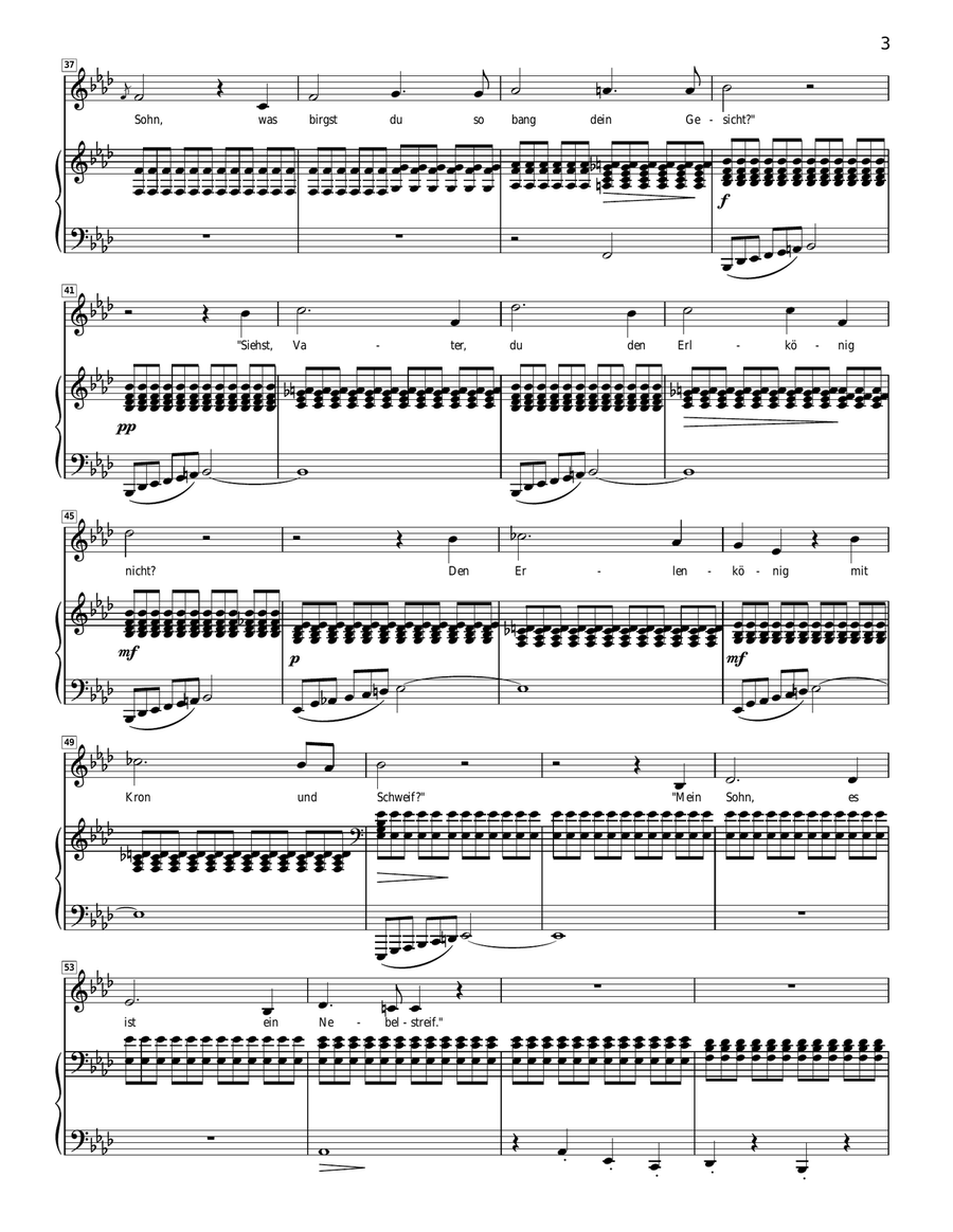 Schubert - Erlkonig - Medium Voice in F minor Piano, Vocal scores gallery preview page 3