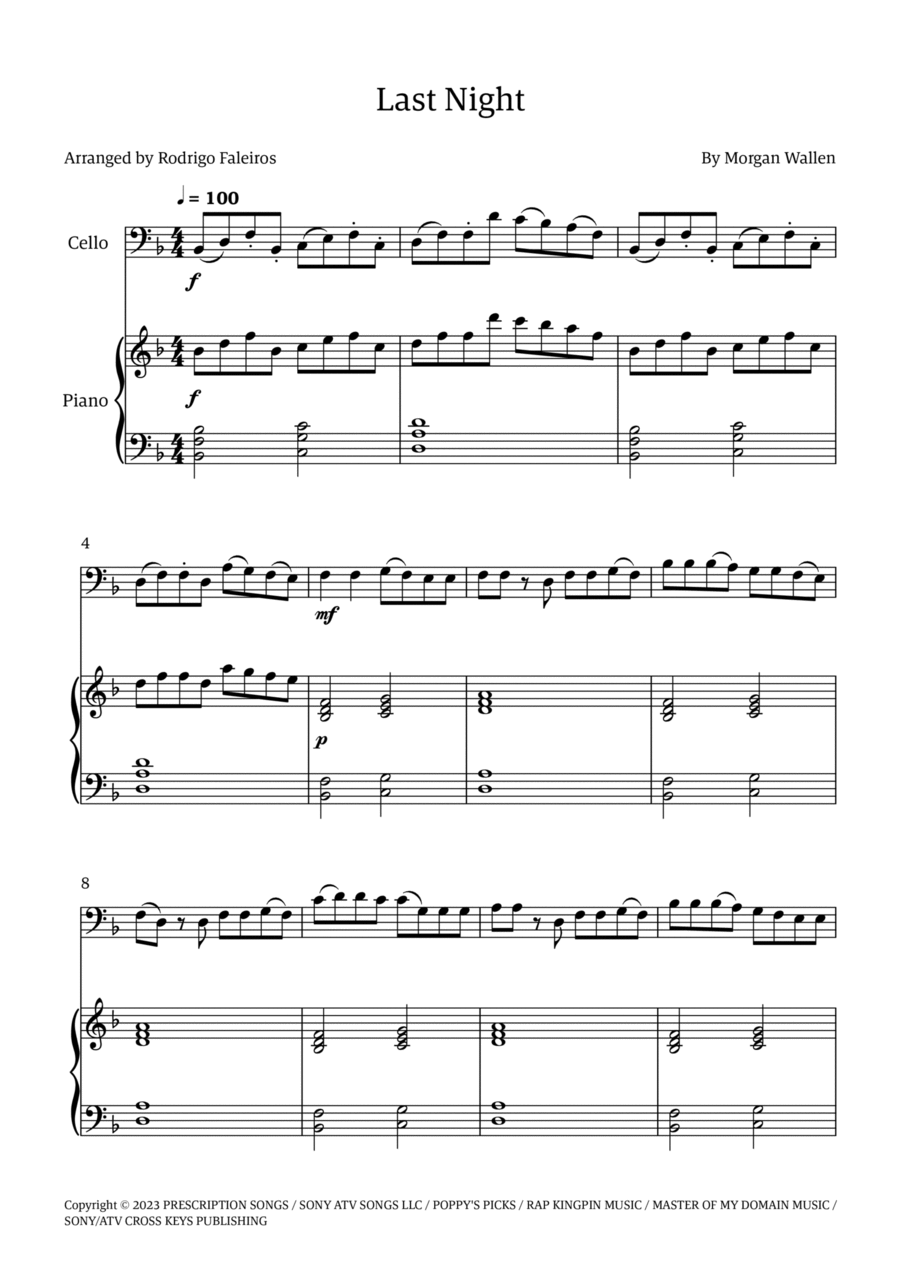 Last Night Piano scores gallery preview page 1